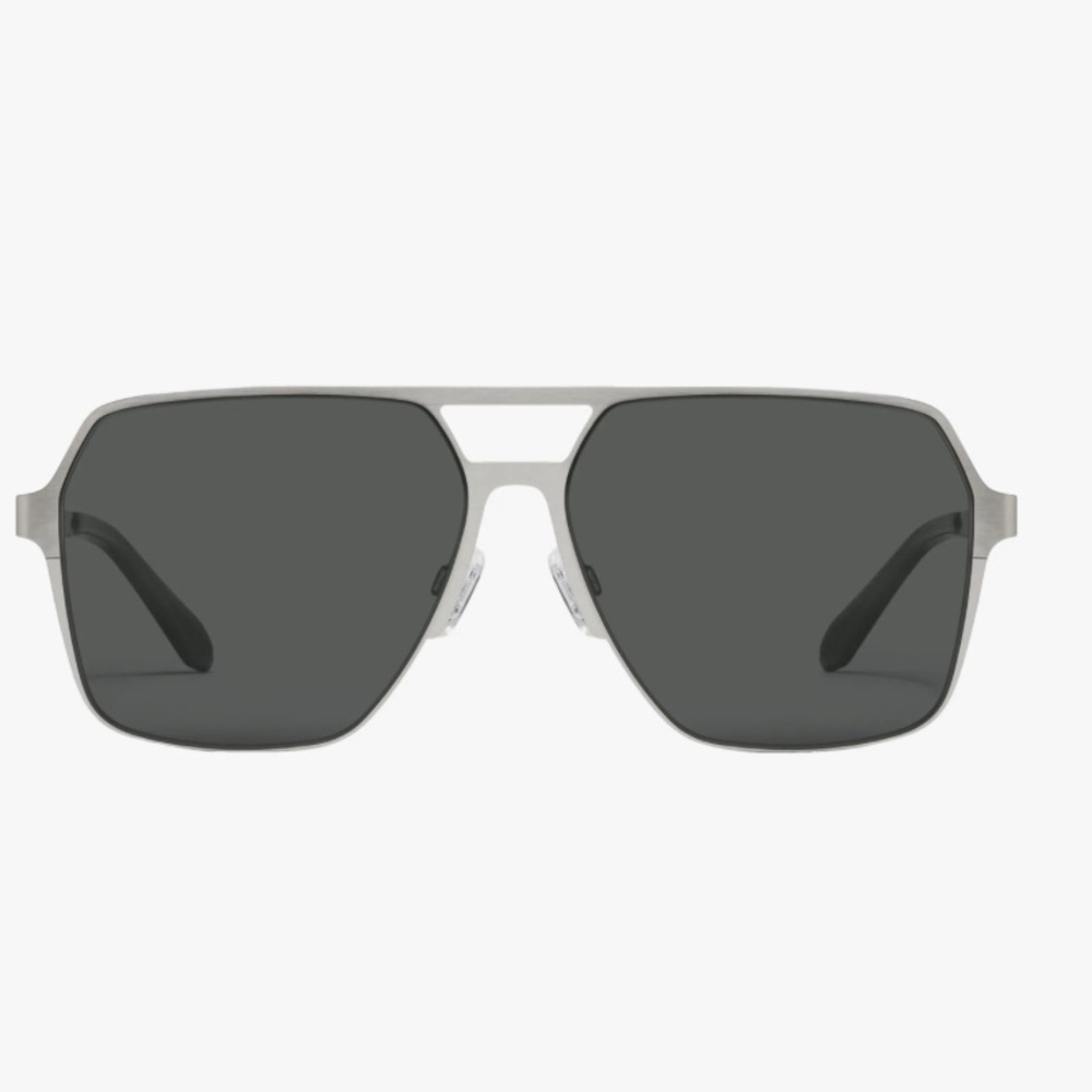 Quay Backstage Pass 60mm brushed silver metal Aviator Sunglasses new with‎ pouch